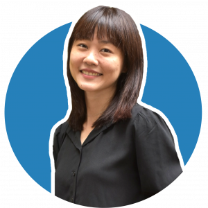 Nix's profile picture features a woman with straight, shoulder-length dark brown hair and front fringe, wearing a black button-up blouse. She is smiling gently and looking slightly to the side of the camera. The background is a solid blue circle, creating a neat and professional appearance.